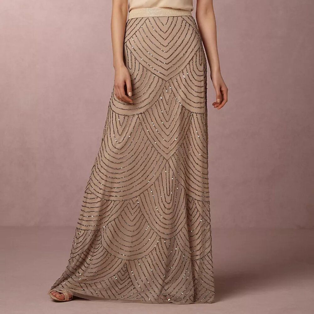 Anthropologie Adrianna Papell Breanna Beaded Skirt 0